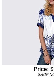 Retro Print Split Neck Pleated Blouse