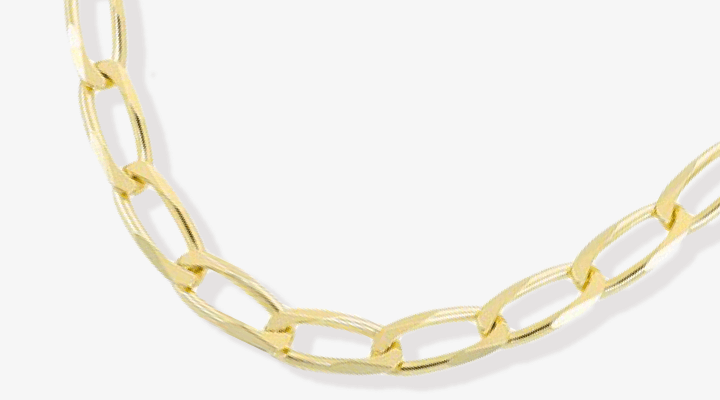 Solid Oval Link Curb Chain Necklace 10K Yellow Gold 18''