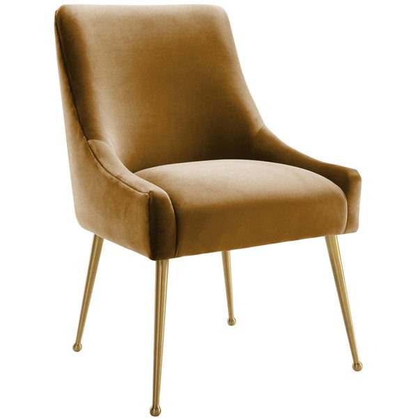 Beatrix Chair, Cognac/Brushed Gold Base