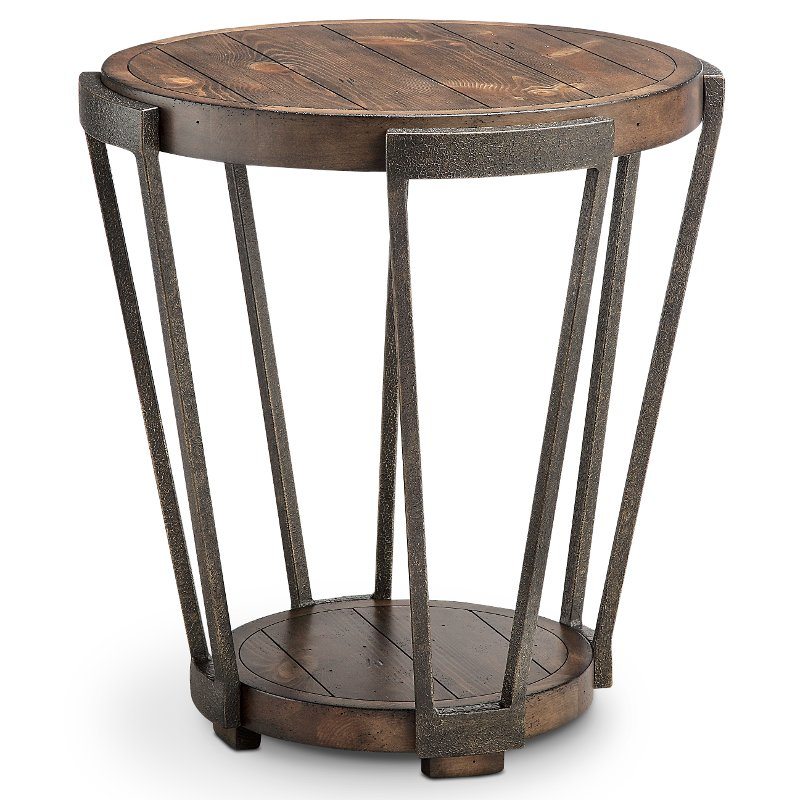 Yukon Antique Rustic Brown Round End Table