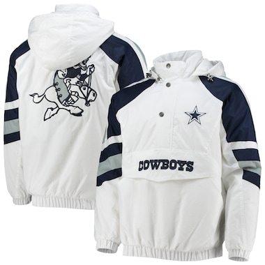 Men's Starter White/Navy Dallas Cowboys Thursday Night Lights Half-Snap Hoodie Jacket