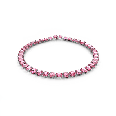 Millenia necklace, Octagon cut, Pink, Rhodium plated