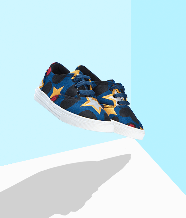 Stella McCartney Kids Blue Rooster Star Print Tapestry Shoes