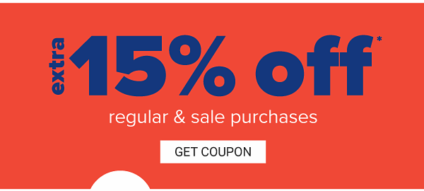 Extra 15% off Regular & Sale Purchases - Get Coupon