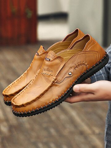Men Lazy Wearable Hand Stitching Shoes