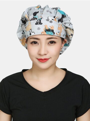 Surgical Caps Scrub Cap Cotton Fabric Nurse Hat Collar 