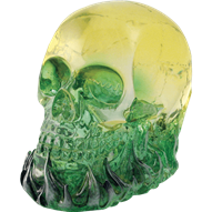 Green Flaming Crystal Skull Statue