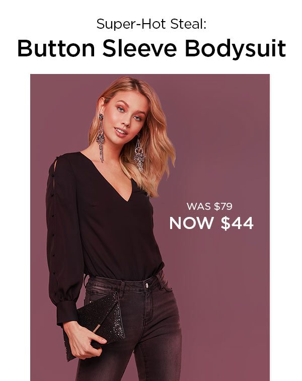 Super-Hot Steal: Button Sleeve Bodysuit WAS $79 NOW $44