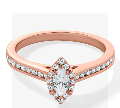 Marquise-Cut Diamond Halo Engagement Ring 1/2 ct tw 14K Rose Gold