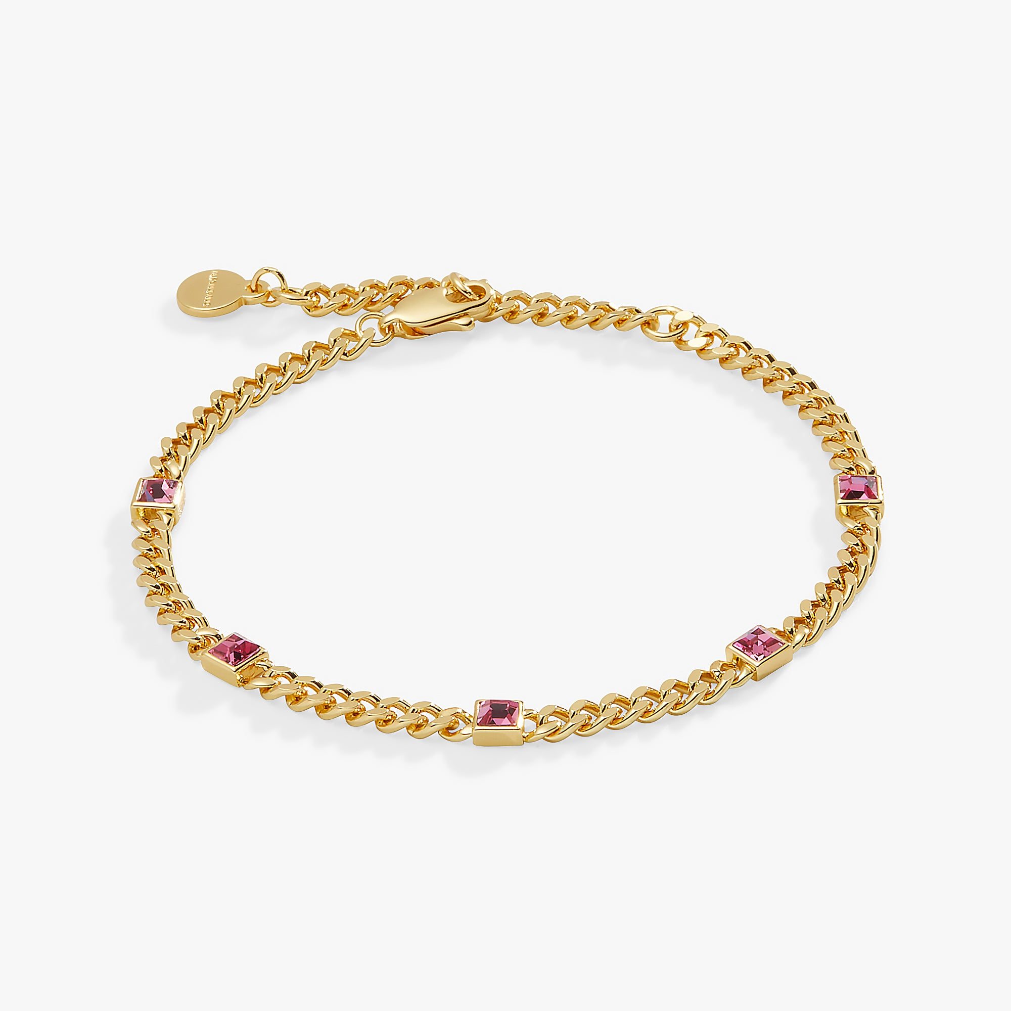 Rose Curb Chain Bracelet, October Birthstone