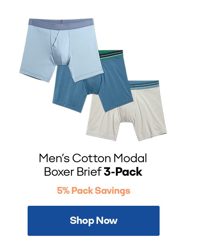 Men's Cotton Modal Boxer Brief 3-Pack 5% Pack Savings Shop Now