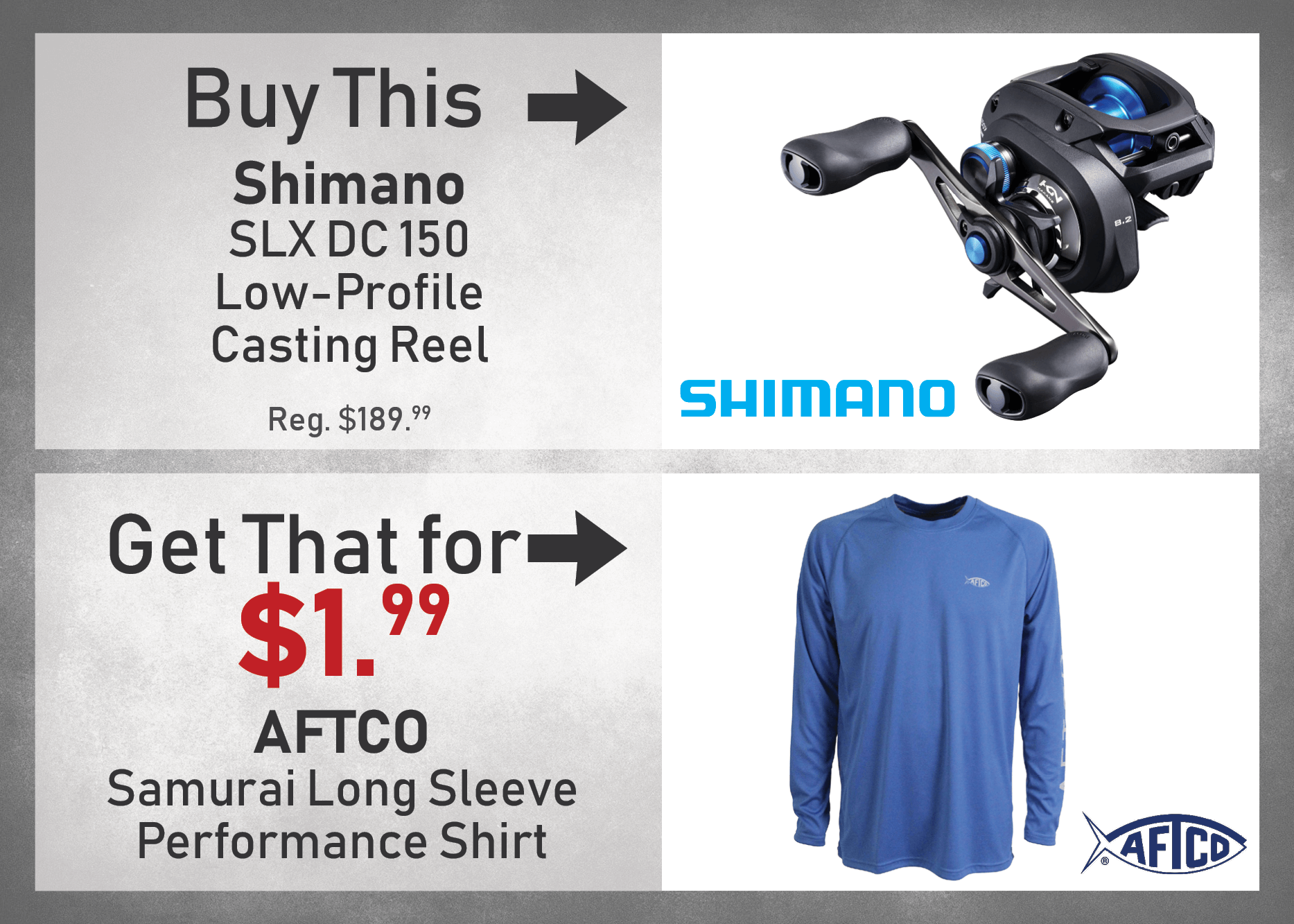 BUY a Shimano SLX DC 150 Low-Profile Casting Reel & GET an AFTCO Sumurai Long Sleeve Performance Shirt for $1.99