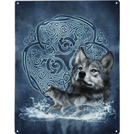 Celtic Wolf Metal Sign