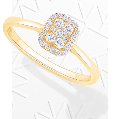 Diamond Cushion Halo Promise Ring 1/6 ct tw 10K Yellow Gold