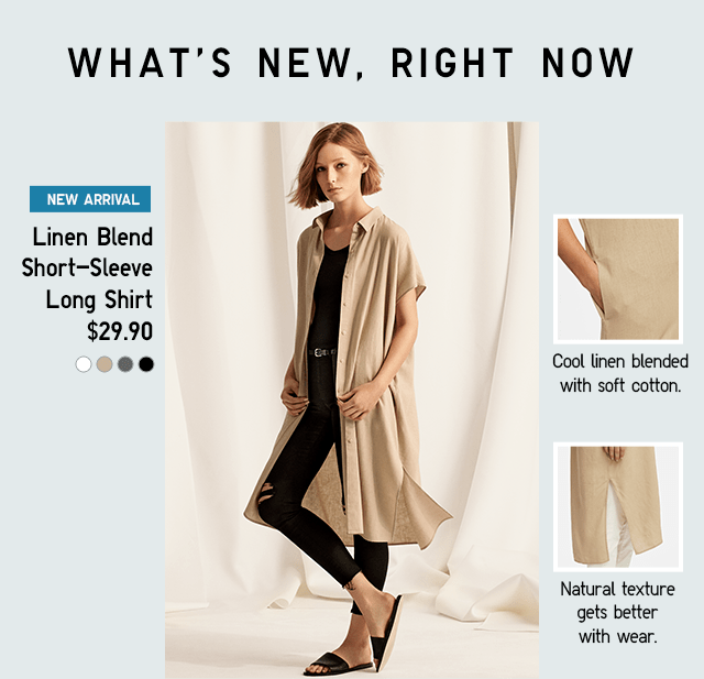 Linen Blend Short-Sleeve Long Shirt $29.90