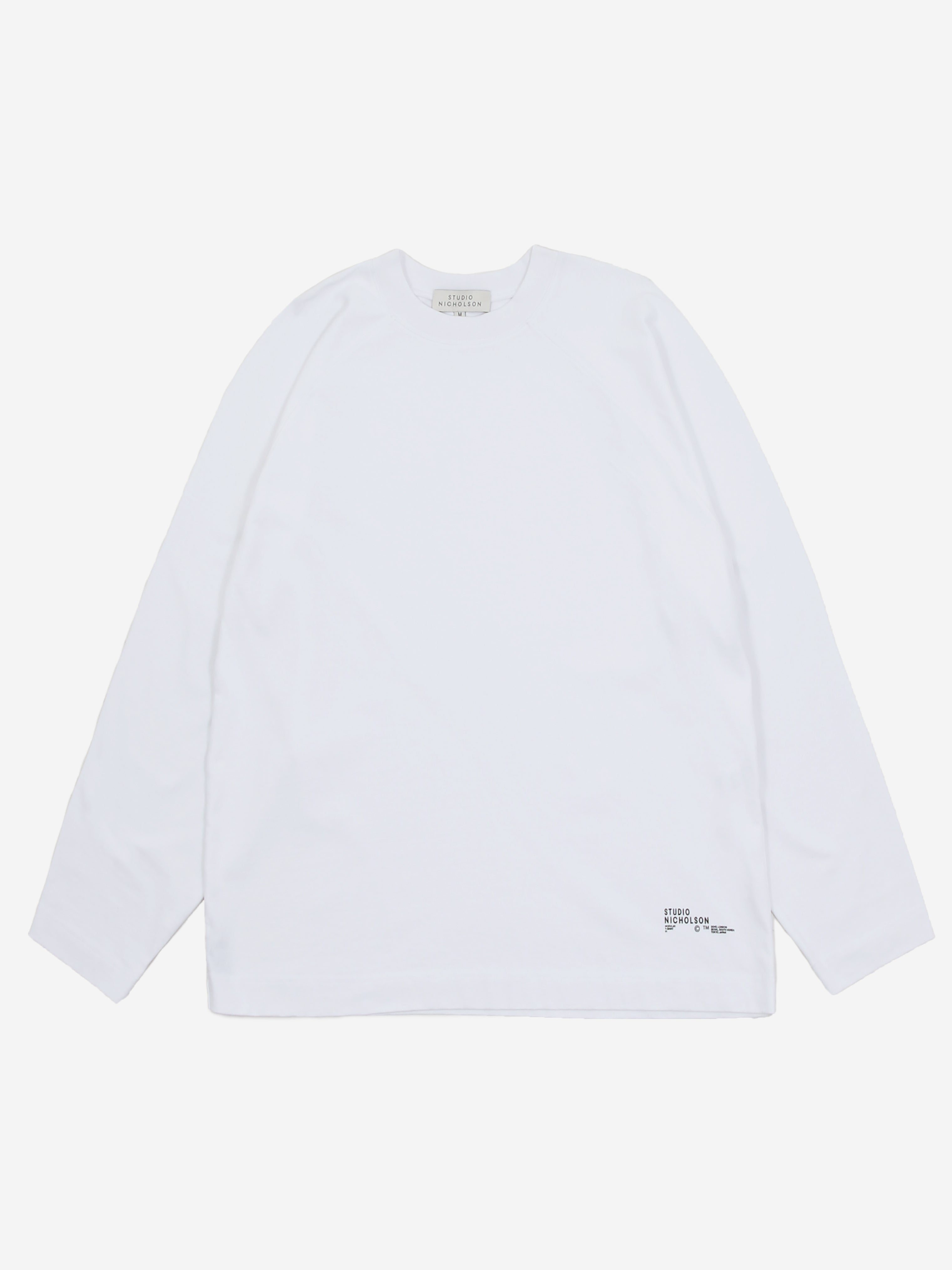 Image of Studio Nicholson Platt Long Sleeve Raglan T-Shirt - White