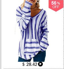 Pocket Long Sleeve Striped Hooded Collar T Shirt