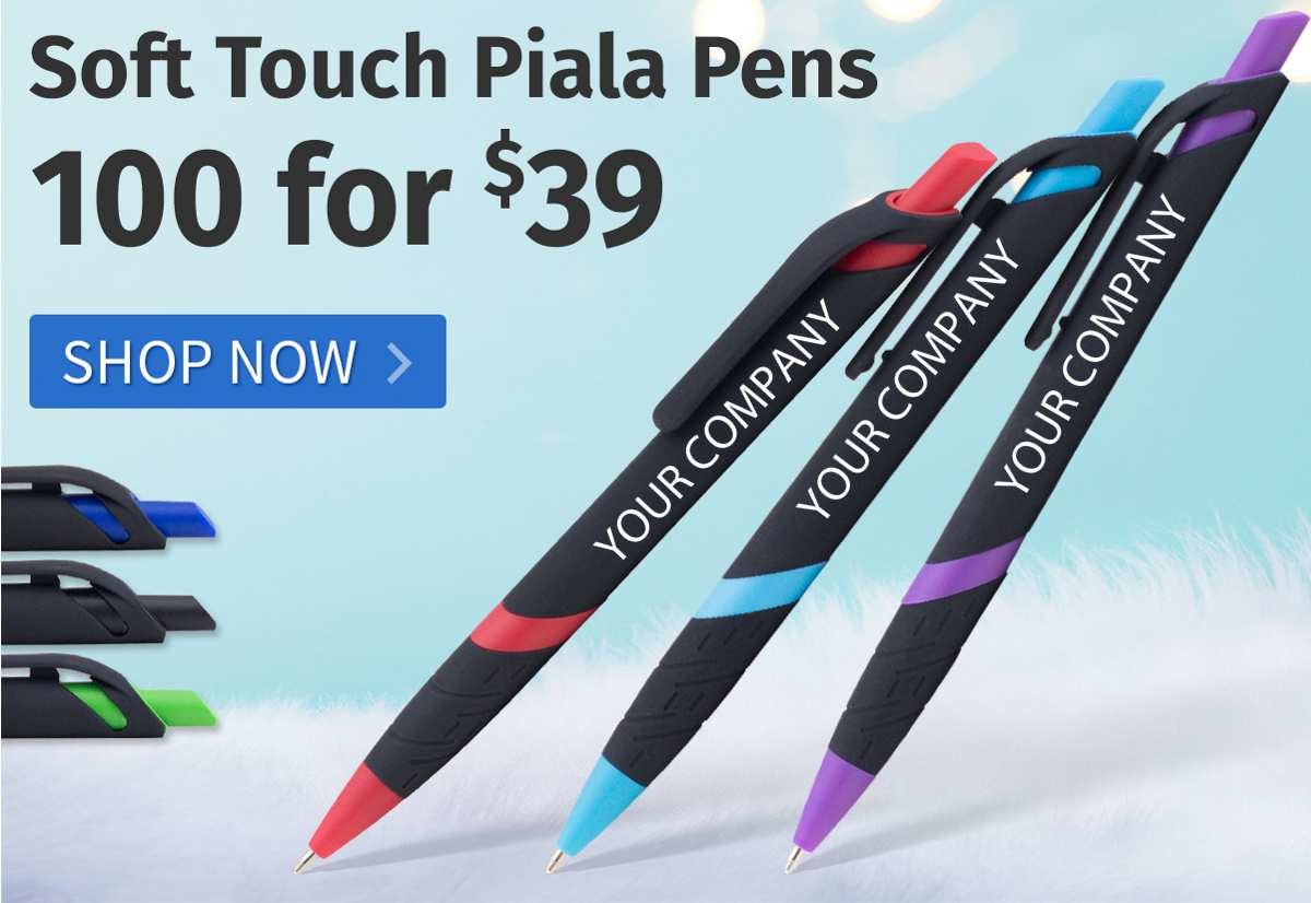 100 Soft Touch Piala Pens for only $39!