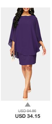 Purple Chiffon Overlay Round Neck Dress