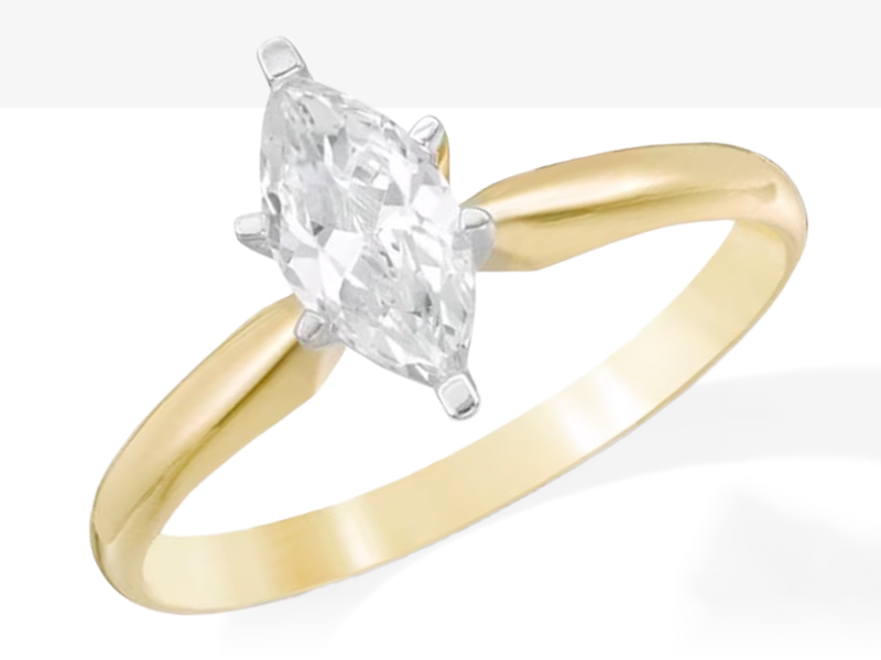 Certified Marquise-Cut Diamond Solitaire Engagement Ring 1 ct tw 14K Yellow Gold (I/I1)