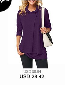 Long Sleeve Cowl Neck Layered T Shirt