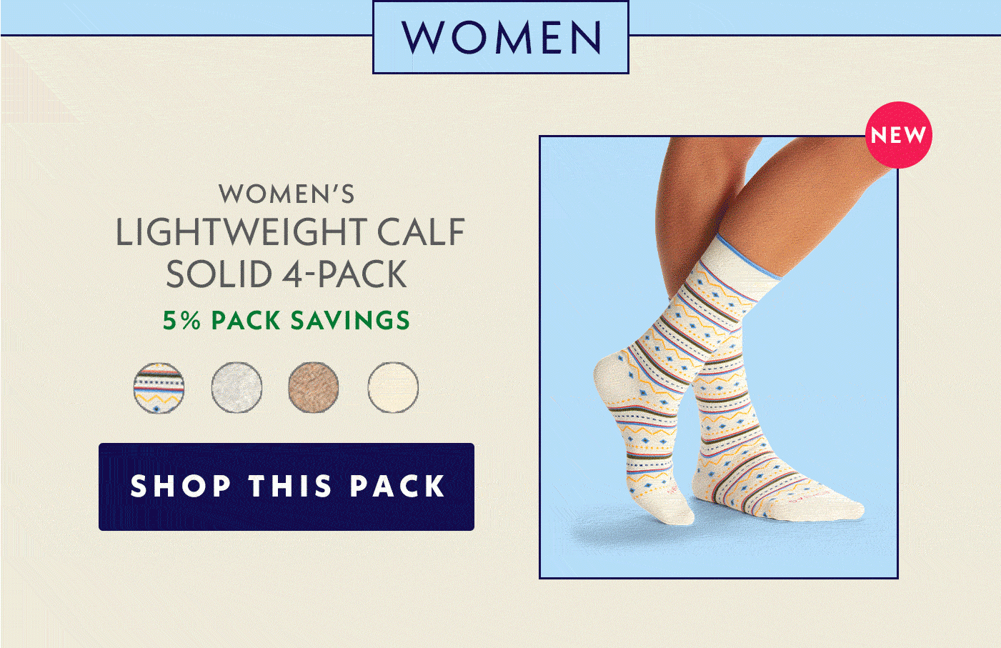 Women's Gripper Calf Sock 4-Pack