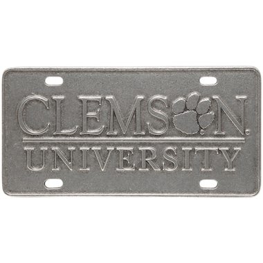 Clemson Tigers Pewter Rectangle License Plate