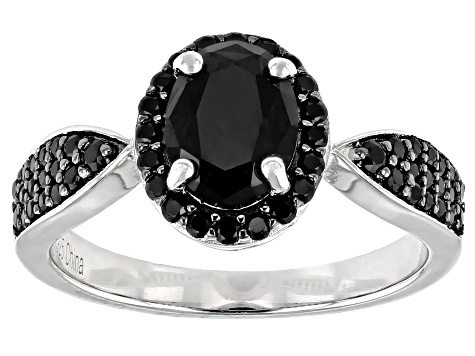 Black Spinel Rhodium Over Sterling Silver Ring 1.82ctw