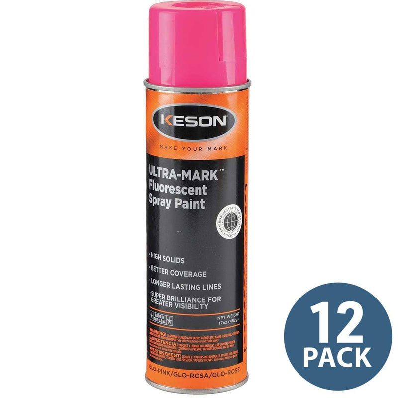 Keson Glo-Pink Fluorescent Marking Paint | 12 Pack