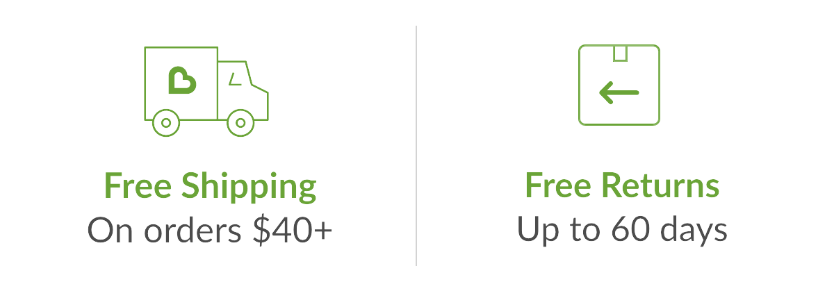 Free shipping on orders over $40 + Free returns