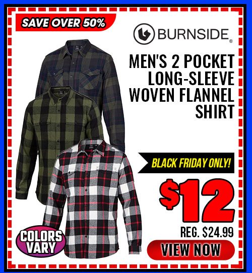 Burnside Men's 2 Pocket Long-Sleeve Woven Flannel Shirt