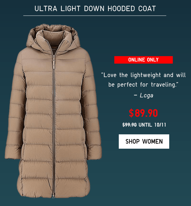 WOMEN ULTRA LIGHT DOWN JACKET $59.90 - SHOP NOW