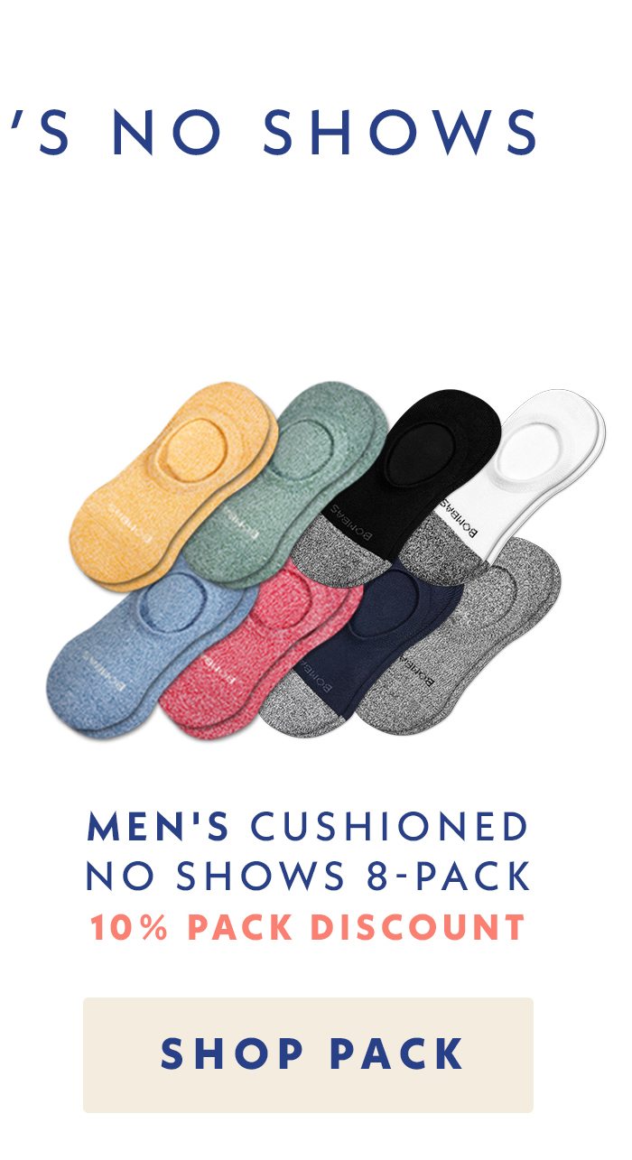 Men's Cushioned No Show Sock 8 Pack | Shop Pack