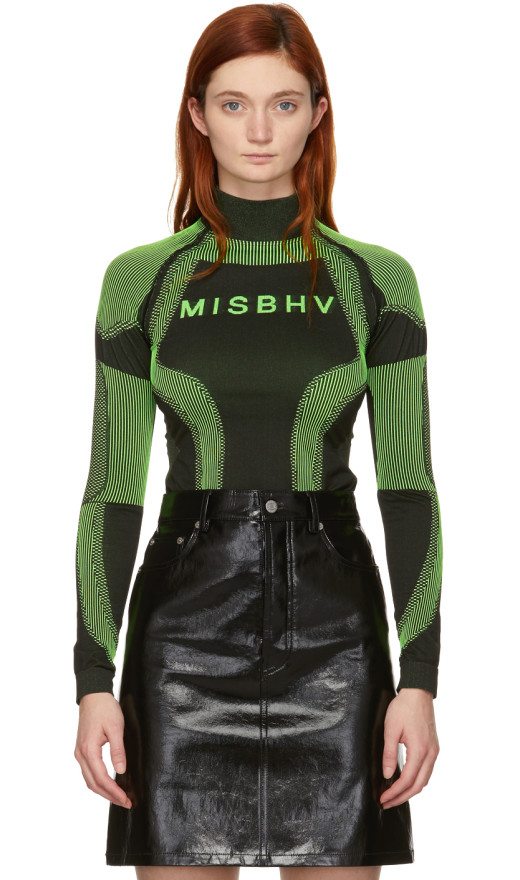 MISBHV - Ssense Exclusive Black And Green Logo Active Turtleneck