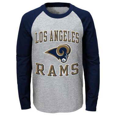 Los Angeles Rams Youth Fan Gear Constant Raglan Long Sleeve T-Shirt - Heathered Gray/Navy