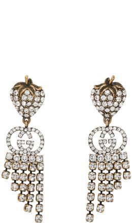 Gucci - Gold Strawberry Crystal Earrings