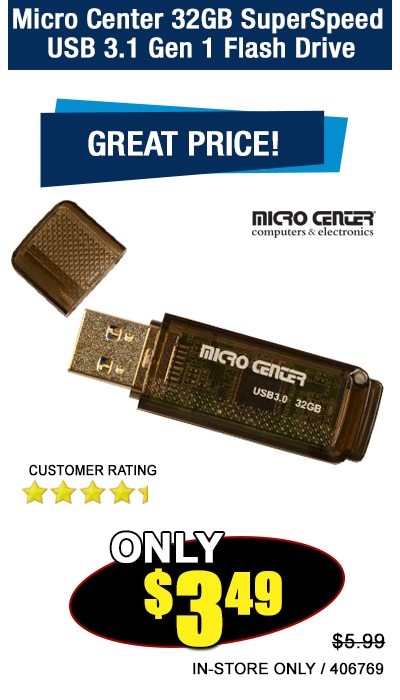 Micro Center 32GB SuperSpeed USB 3.1 Gen 1 Flash Drive