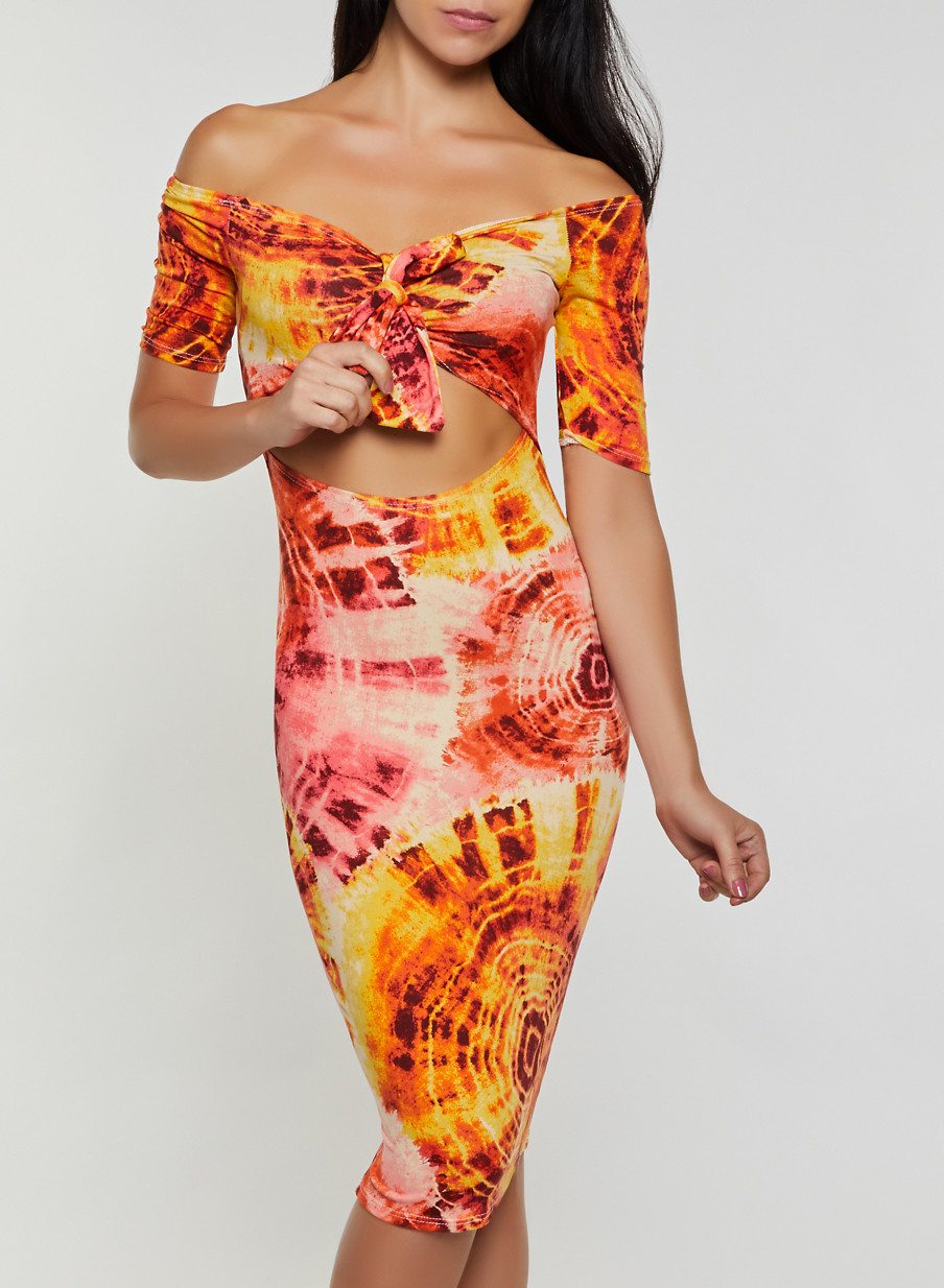 Tie Dye Cut Out Bodycon Dress