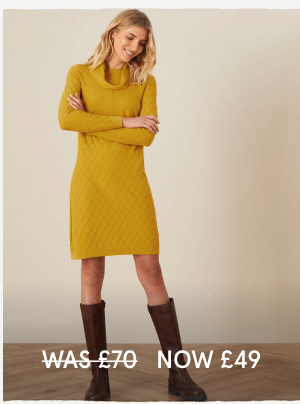 Cali stitchy knit dress yellow