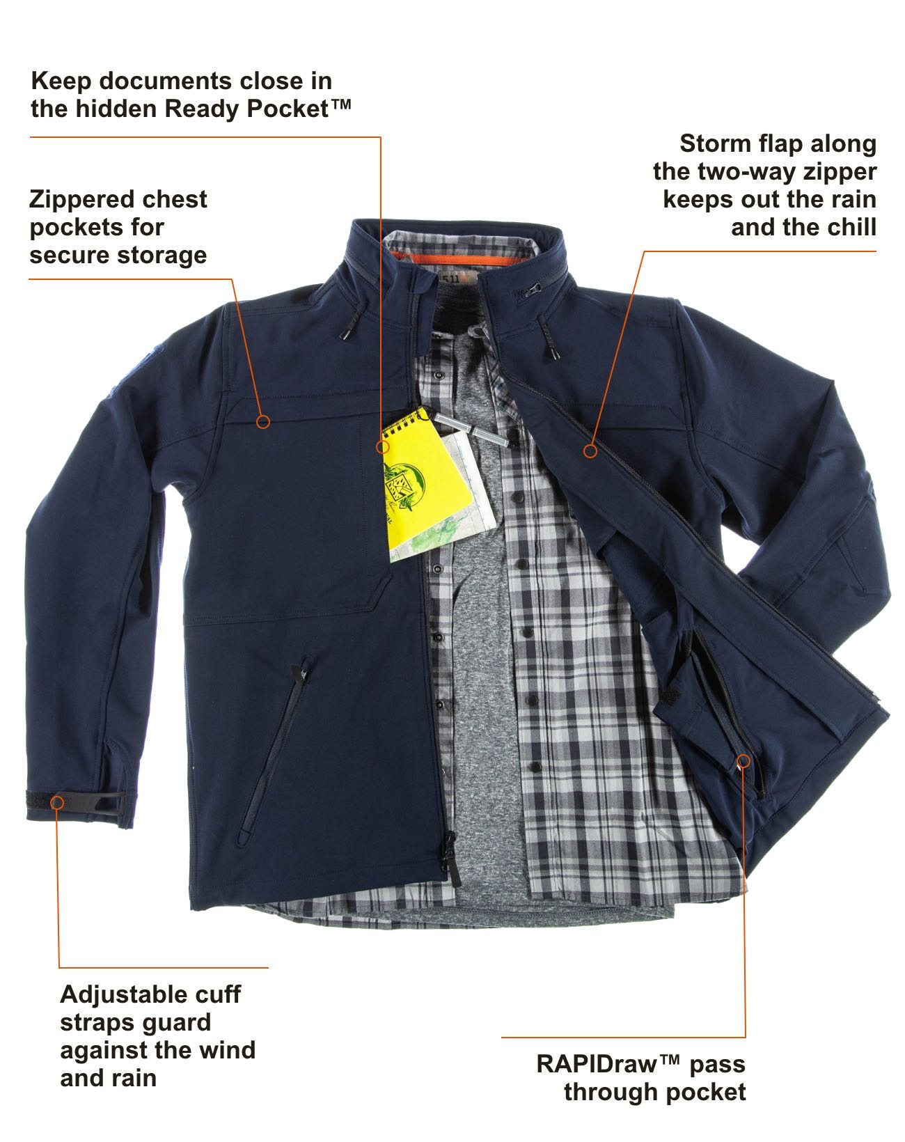 Ready Pocket | Weather resistant storm flap | RAPIDraw pocket