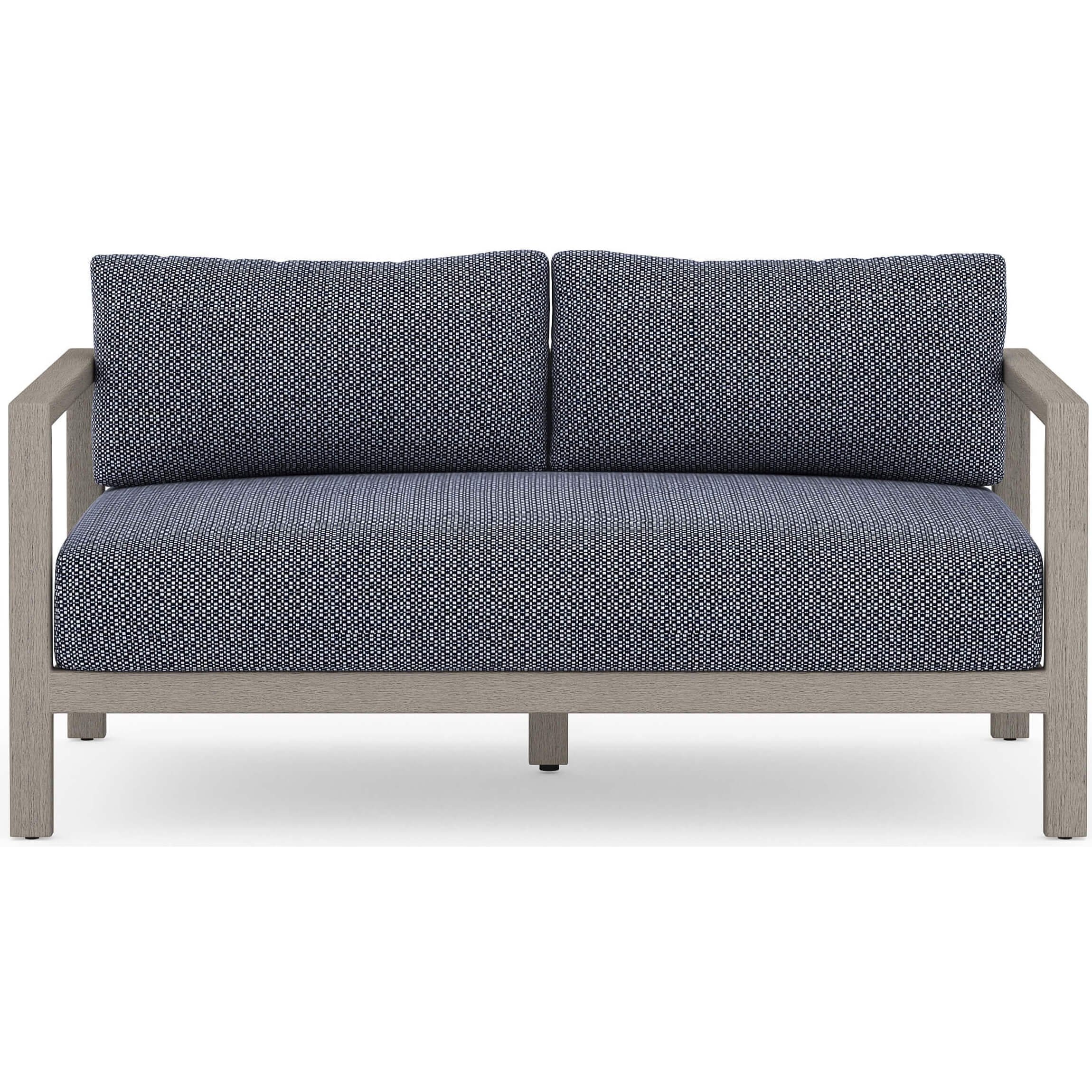 Image of Sonoma Outdoor Sofa, Faye Navy/Weathered Grey
