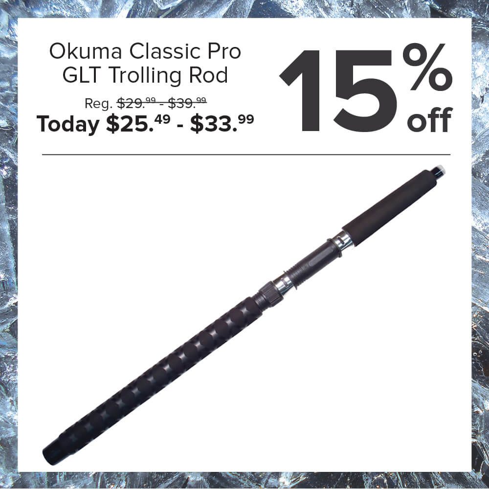 15% off the Okuma Classic Pro GLT Trolling Rod