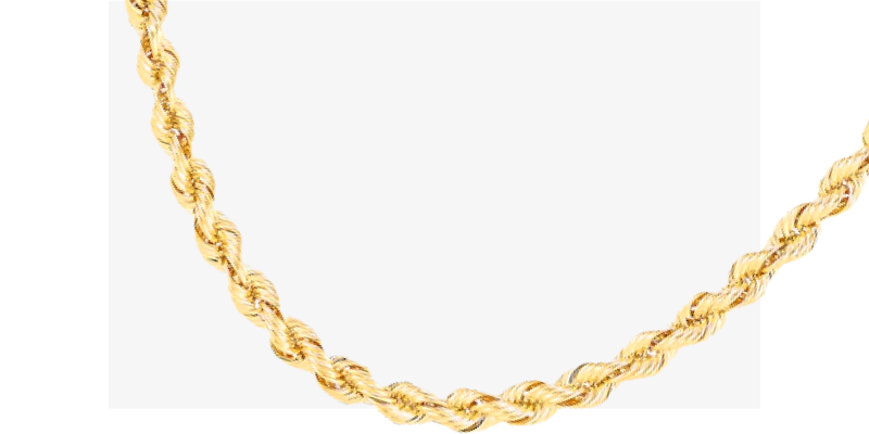 Solid Silk Rope Chain Necklace 3mm 10K Yellow Gold 20''