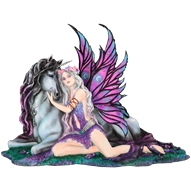 Purple Moon Fairy with Unicorn Statue