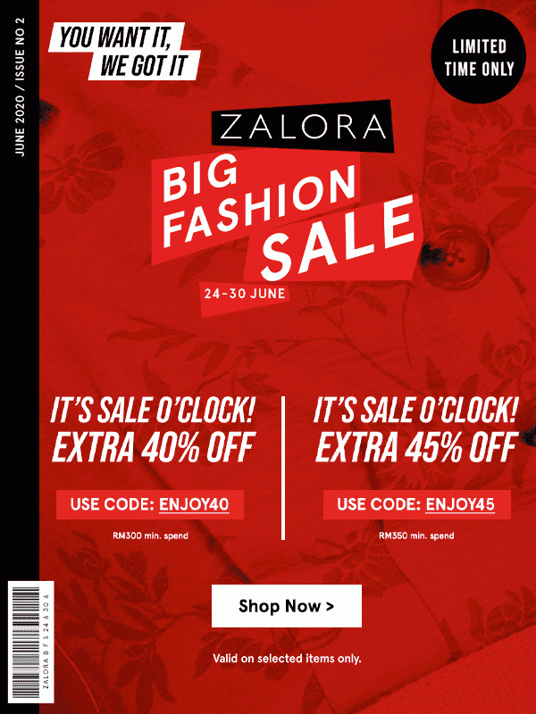 Grab Extra 40% OFF or 45% OFF!