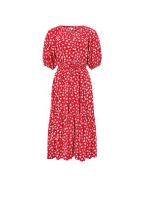 Daisy print midi dress in lenzing™ ecovero™ red
