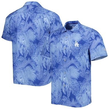 Men's Tommy Bahama Royal Los Angeles Dodgers Bahama Coast Luminescent Fronds IslandZone Button-Up Camp Shirt