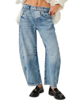 Free People We The Free Good Luck Mid Rise Barrel Jeans in Ultra Light Beam