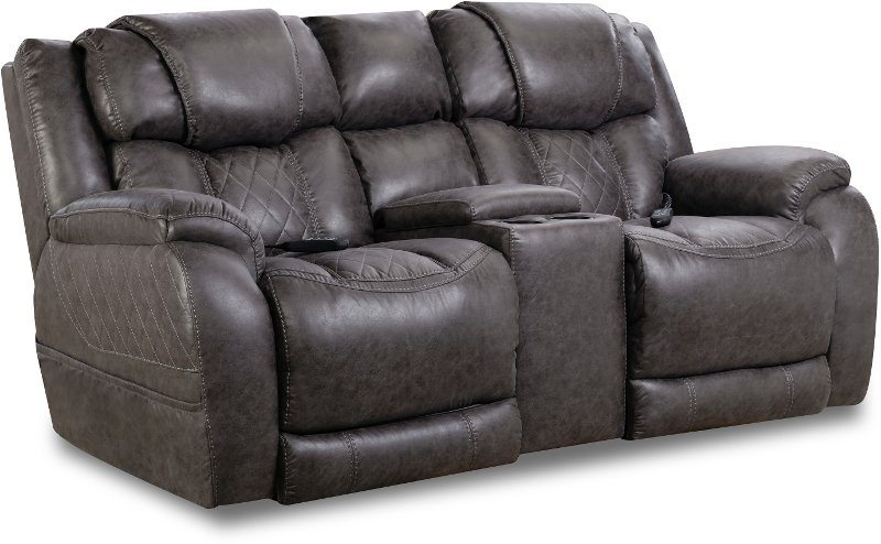 Daytona Steel Gray Power Reclining Loveseat with Console