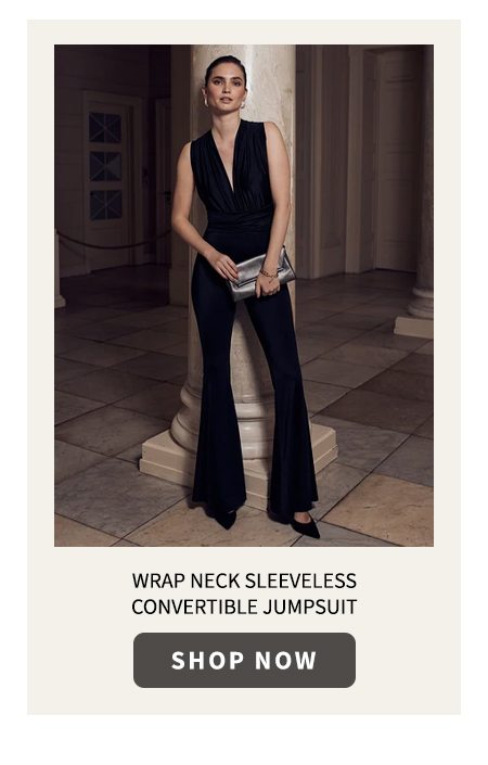 Wrap Neck Sleeveless Convertible Jumpsuit 